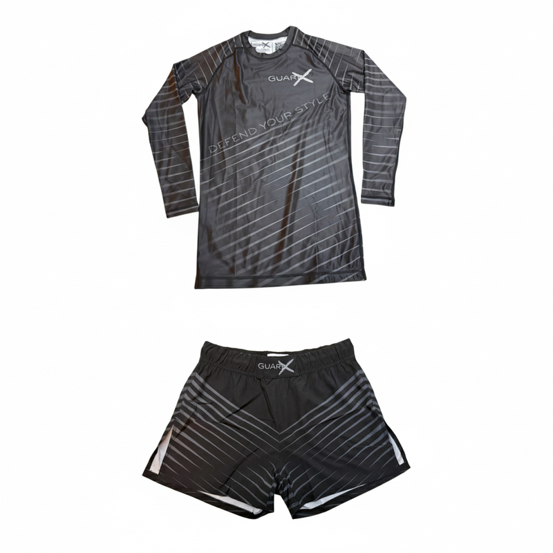 Elite-X Black Complete Set (Rashguard Long Sleeve + Short) - GuardxStore