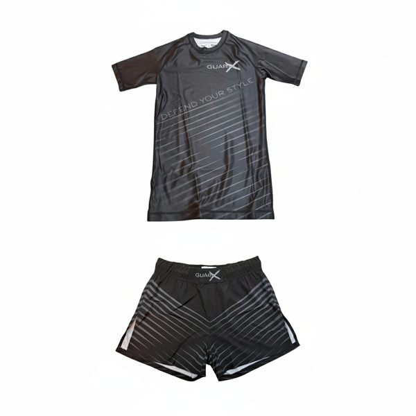 Elite-X Black Complete Set (Rashguard Short Sleeve + Short) - GuardxStore