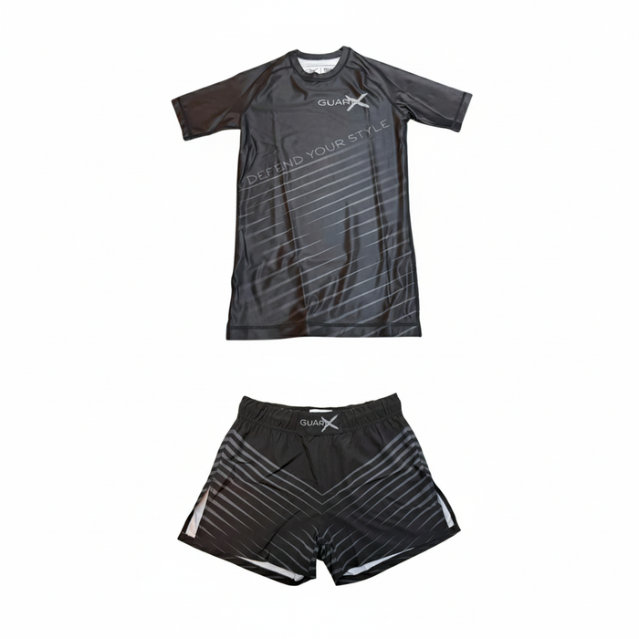 Elite-X Black Complete Set (Rashguard Short Sleeve + Short) - GuardxStore