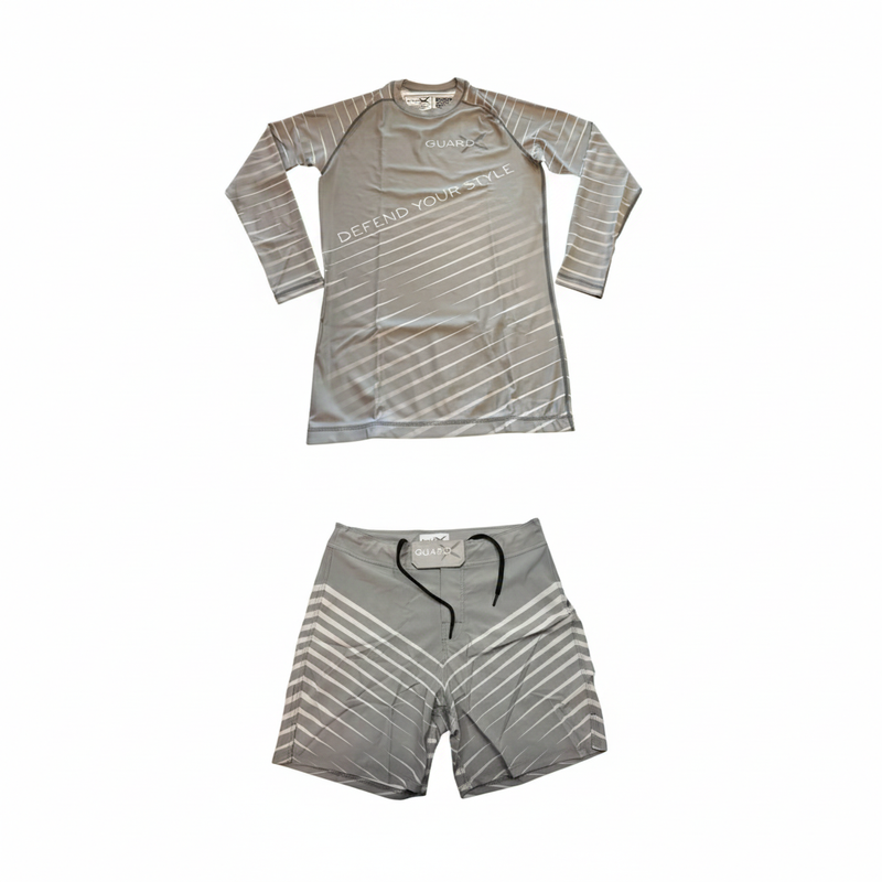 Elite-X Grey Complete Set (Rashguard Long Sleeve + Short) - GuardxStore