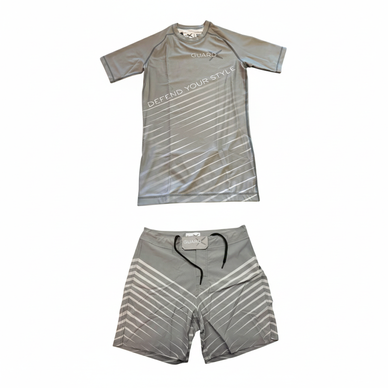 Elite-X Grey Complete Set (Rashguard Short Sleeve + Short) - GuardxStore