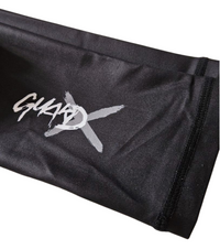 GearX black MMA spats lower side view with logo detail