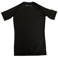Warrior-X short sleeve rashguard, back view with the “Born to Fight” slogan printed below the collar.